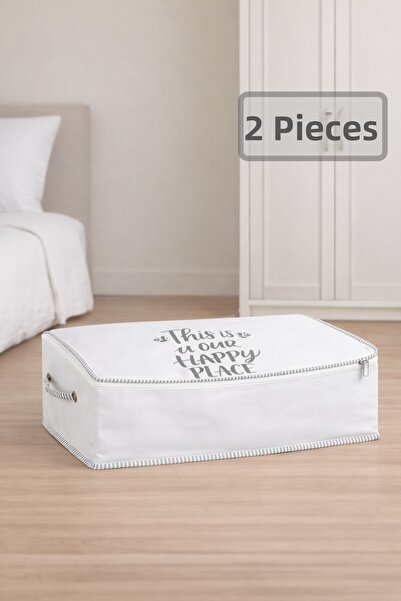Pazar Kapısı 2 Pieces of Drawstring Printed Under-Bed Storage Organizer Stora...