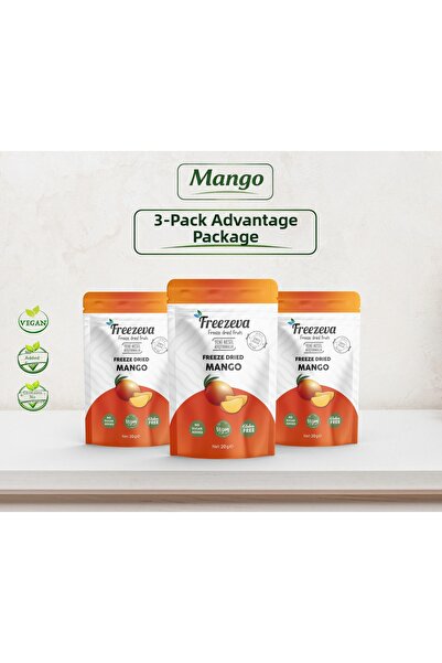 Freezeva عبوة من 3 قطع من المانجو المجففة بالتجميد (مانجو مجففة بالتجميد) مان...