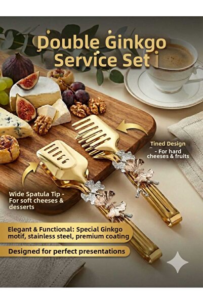 LOVYCO Stainless Steel Gold 2-Piece Luxury Presentation Tongs Set - Cake and ...