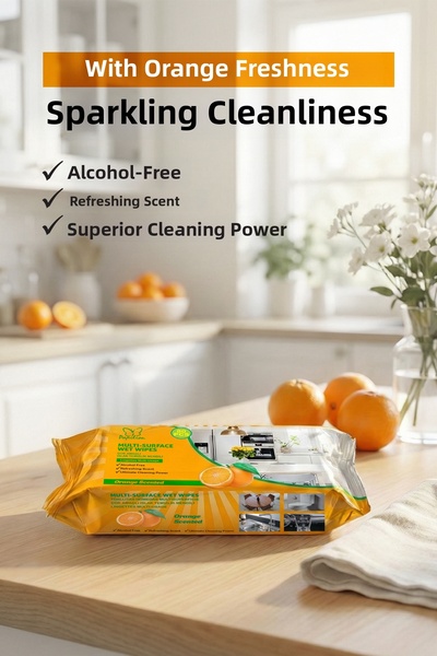 Papilion Multi-Purpose Wet Cleaning Wipes 80's Orange Scented Surface Cleaner...