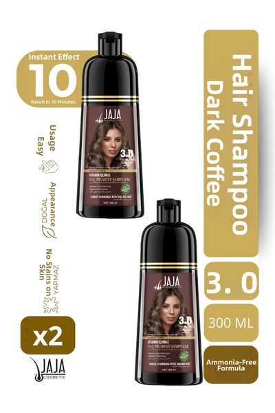 Jaja Dark Brown Hair Pigment Shampoo 3.0 |   300 ml X 2 Pieces & Contains Vit...