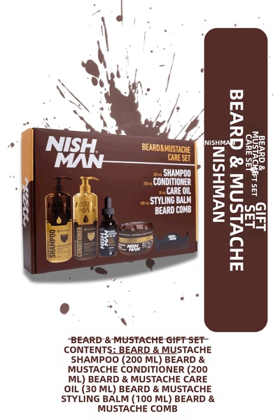 NISHMAN Beard Mustache Care Gift Set