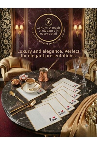 ZERİUM Set premium de 6 șervețele pentru prezentare de cocktailuri și cafea, ...