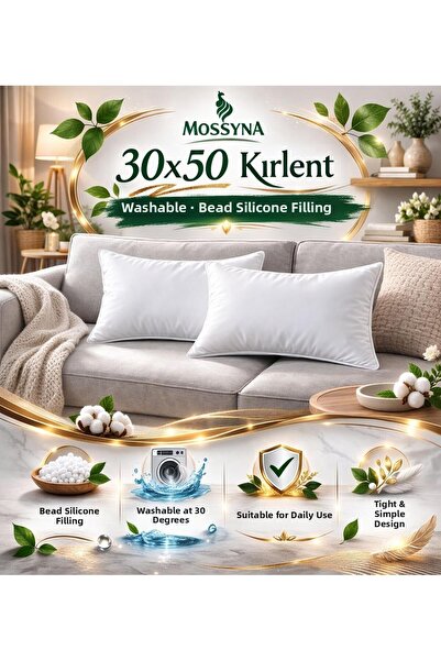 Mossyna 2-Piece Ultra Plump Throw Pillow Inner Cushion Bead Silicone Rectangu...