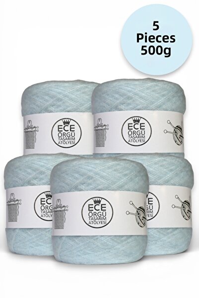 Ece Örgü Tasarım Atölyesi Бебешко синьо, трислойна ангорска прежда за плетене...