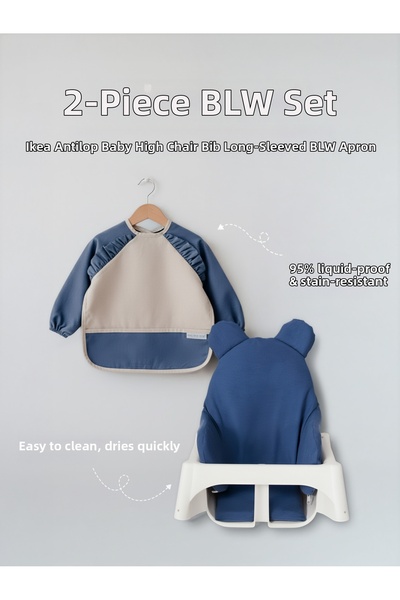 Dear Deer Love 2-Piece Blw Feeding Set - Baby High Chair Cushion and Long-Sle...