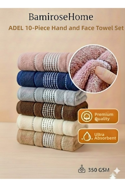 BAMİROSE 50X90 cm 6-Piece Adel Hand & Face Towel Set