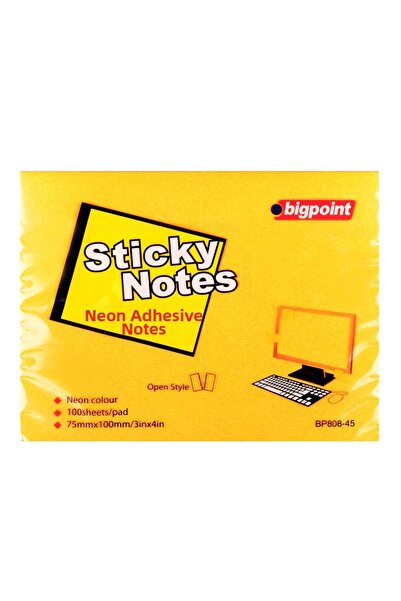Bigpoint ورق ملاحظات لاصق 75x100 ملم برتقالي نيون × 12 قطعة