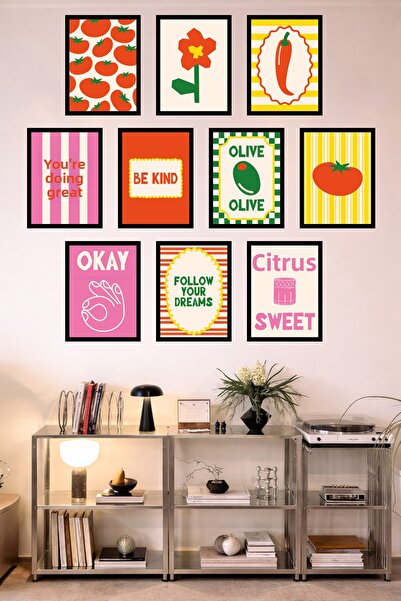 UNT 10-Frame Look Kitchen |   Modern |   Retro Wall Poster Painting Set – 15X...