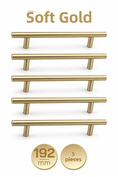 Badem10 192 mm Alteta (5 τεμάχια) Μαλακά χρυσά μεταλλικά έπιπλα κουζίνας Ντου...