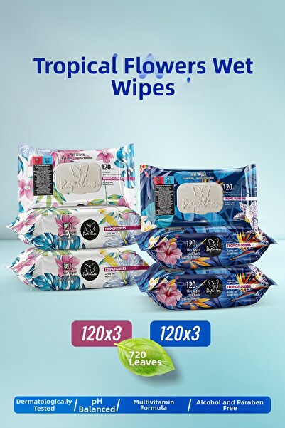 Papilion Tropical Flowers Wet Wipes 120 Sheets X 6 Packs (720 Sheets) Ph Bala...
