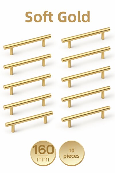 Badem10 10 bucăți Alteta (160 mm) Mâner din metal auriu moale pentru mobilier...