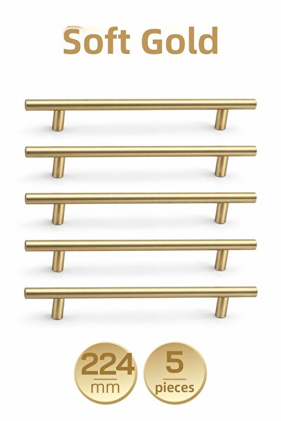 Badem10 (5 τεμάχια) 224 mm Μαλακό χρυσό μεταλλικό έπιπλο Έπιπλο κουζίνας Ντου...