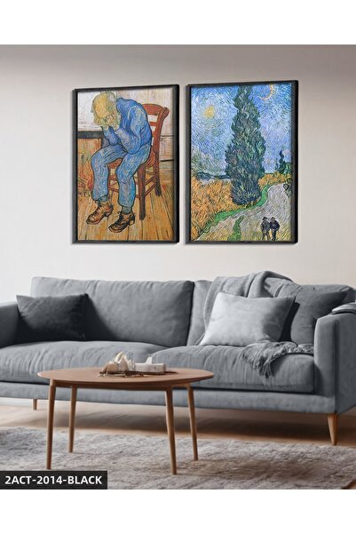 Evinemoda Vincent Van Gogh Works 2 Piece Wooden Framed Painting Act