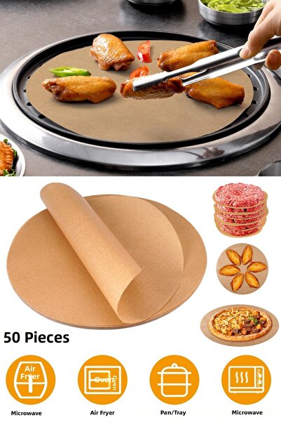 Privo 50 Pieces of Airfryer Baking Paper Oil-Proof 21.5 cm Round XXL Model Co...