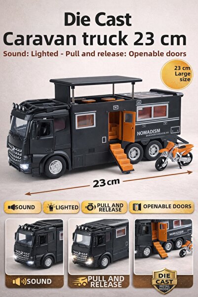YILDIRIM OYUNCAK Die Cast Caravan Truck with Sound and Light, Pull and Drop F...