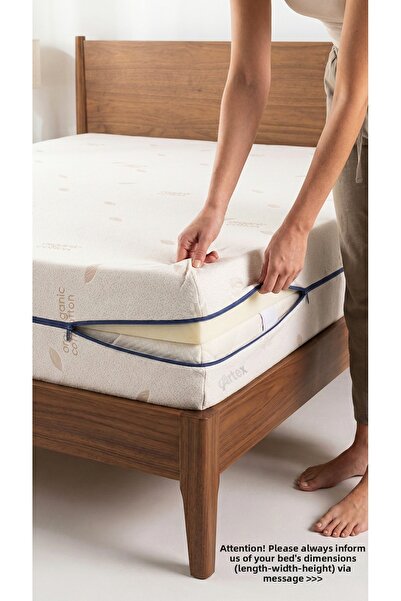 Artex غطاء سرير قطني مقاس 120x200 مع سحاب، غطاء حماية للمرتبة مبطن بسحاب