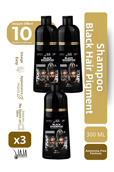 Jaja مجموعة من 3 شامبوات لتلوين الشعر باللون الأسود |   300 مل × 3 قطع للبيض ...