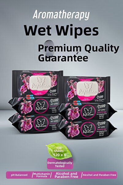 Papilion Aromatherapy Wet Wipes 120 Sheets X 6 Packs (720 Sheets) Ph Balanced...