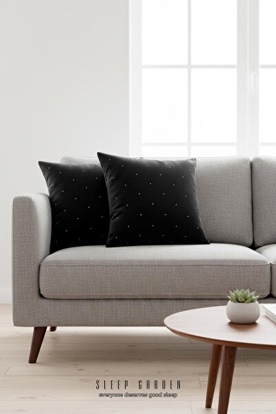 Sleep Garden Erguvan Series Velvet Black Stone Decorative Throw Pillow 45X45 ...