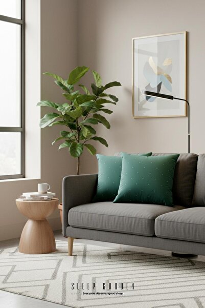 Sleep Garden Erguvan Series Velvet Green Stone Decorative Throw Pillow 45X45 ...