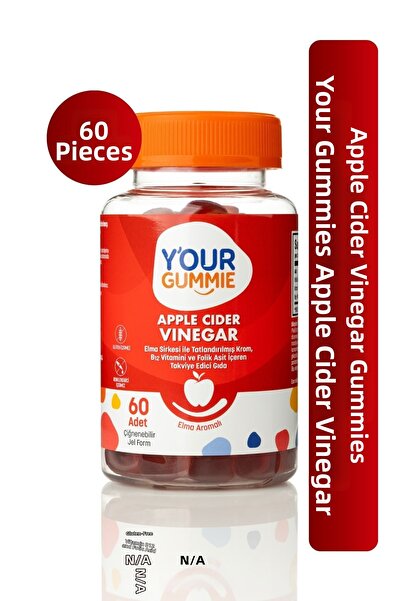 Y'our Gummie فيتامينات قابلة للمضغ بنكهة خل التفاح، حمض الفوليك، الكروم، فيتا...