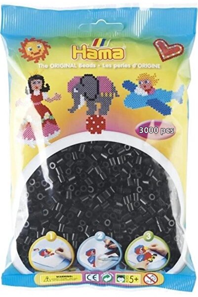 Hama Mărgele Midi 3.000 bucăți - Negru