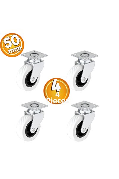 BAŞKAN YAPI HIRDAVAT 4 Pcs Ball Bearing Furniture Casters 50*20 Set of 4 Scre...
