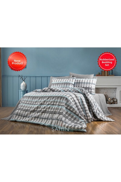 Şahinhome Teen Room Plaid Pattern Single Duvet Cover Set, Fitted Sheet (100x200)