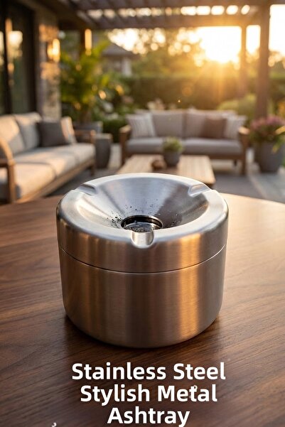 FİTHOME 10 ΤΕΜ. Κομψό μεταλλικό τασάκι από ανοξείδωτο ατσάλι χωρίς οσμή, τασά...