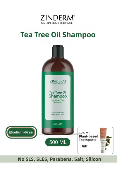 zinderm Tea Tree Shampoo - Purifying and Balancing Anti-Dandruff Salt-Free Te...