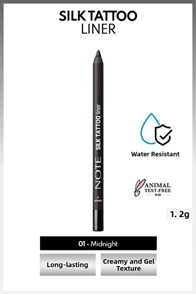 NOTE Silk Tattoo Liner Waterproof Silky Gel Eyeliner - 01 Midnight - Black (M...