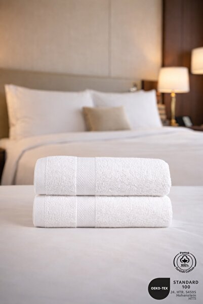 Ellaline 2 Pieces of White Hotel Towels 100% Certified Cotton 70X130Cm Premiu...