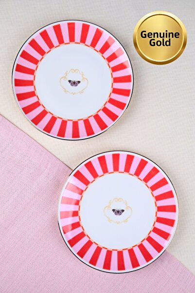 tabakevi Tabak Evi Porcelain Butterfly Collection Gold Gilded Cake Plate Red ...