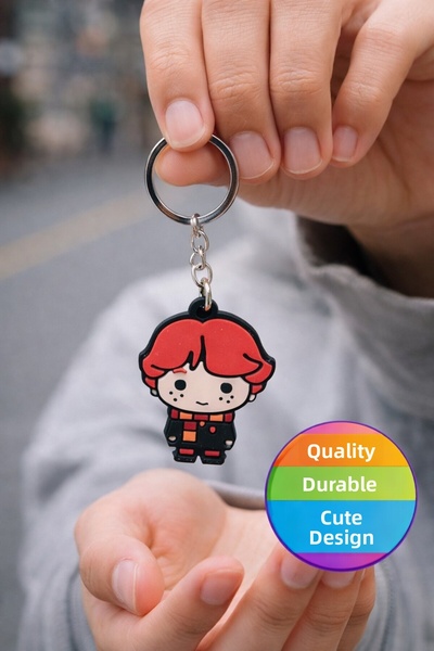 TOYFEST سلسلة مفاتيح هاري بوتر رون ويزلي من السيليكون المرخصة مقاس 4.8×3.7 سم...