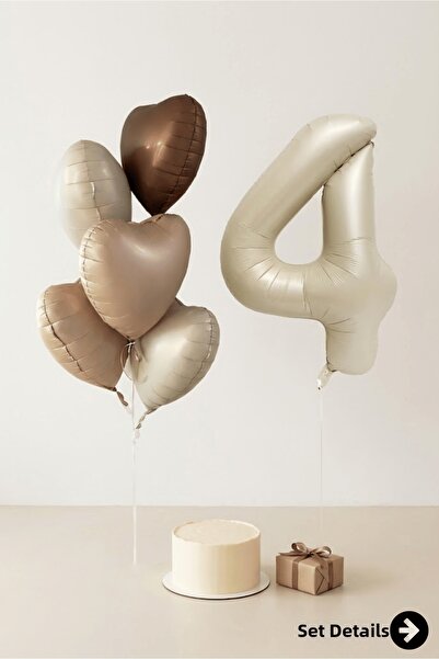 Bunloon Retro 4 Year Old Number Foil Balloon Set of 6