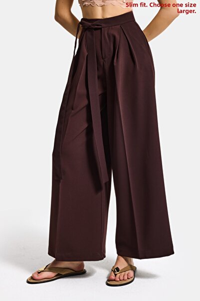 it's basic Women's Bitter Brown W5 Palazzo Fit Special Fabric Belt Detail Des...