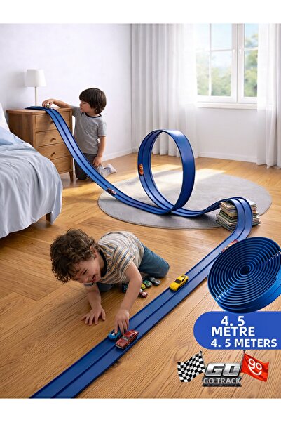 Go Toys مسار سباق Go Track مرن بطول 4.5 متر - مقياس 1:64 (السيارات في الصورة ...