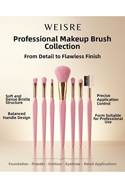 Weisre Professional Makeup Brush Set 7-Piece Pink Skin Tone Shadow Contour Ey...