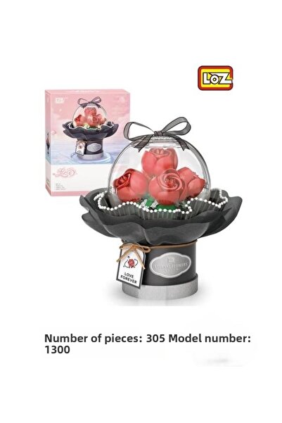 hak-iş oyuncak مجموعة زهور Loz LED الحمراء للديكور والجمع مكونة من 305 قطعة م...