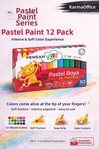 KarmaOfis ألوان الباستيل 12 قطعة - 12 لونًا نابضًا بالحياة، إصدار ناعم، ألوان...