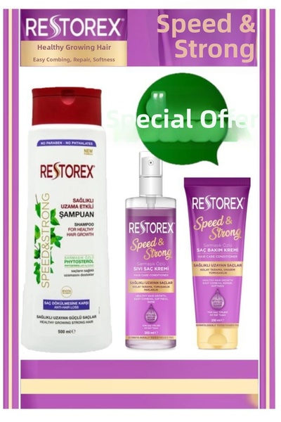 Restorex Set de îngrijire a părului cu 3 piese, cu efect de creștere rapidă î...