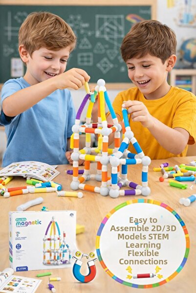 TOYFEST Magnetic Construction Set - E Stretchy Tube & Magnetic Ball Connectio...