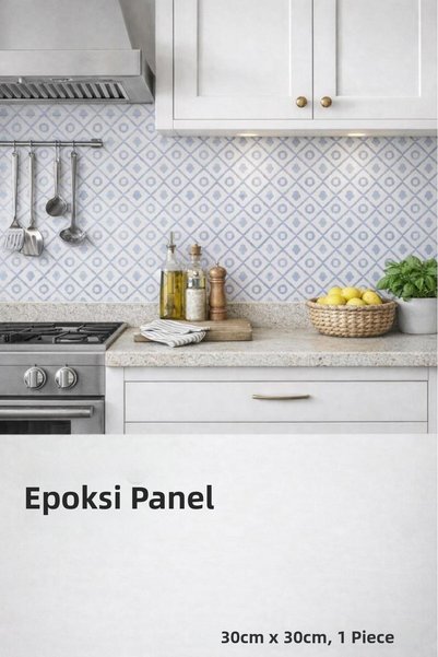 Renkli Duvarlar 30Cm×30Cm Bluessa Epoxy 1 Piece 3D Adhesive Wall Panel Paper Sticker Kitchen Bathroom Living Room Office