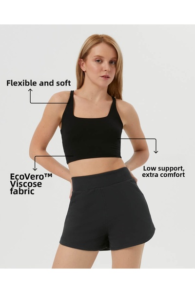 Ayma Active Μαύρο μπλουζάκι κολύμβησης με τετράγωνο λαιμό, χωρίς επένδυση στο...