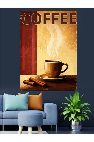 KanvasSepeti "Coffee" Retro Pictură în ulei de înaltă calitate texturat Canva...