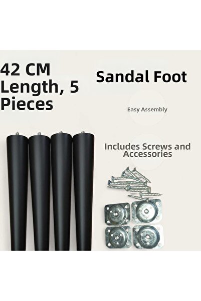 Ema orman 42 cm 5 bucăți picioare scaun negre din fier, cu șuruburi incluse