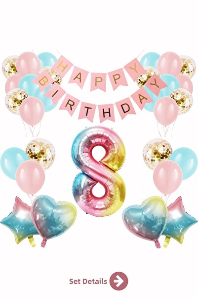 Bunloon 8Th Birthday Balloon Set Happy Birthday Party Decorations