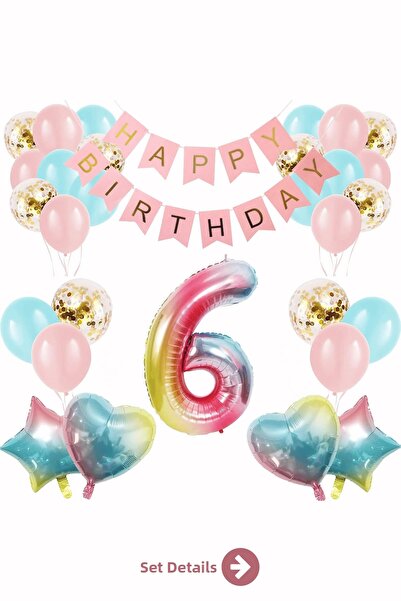 Bunloon 6 Year Old Birthday Balloon Set Happy Birthday Party Decorations