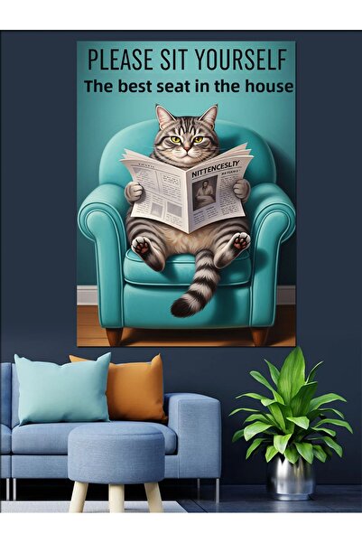 KanvasSepeti Gazete Reading the Newspaper Knitting Pictură în ulei de înaltă ...